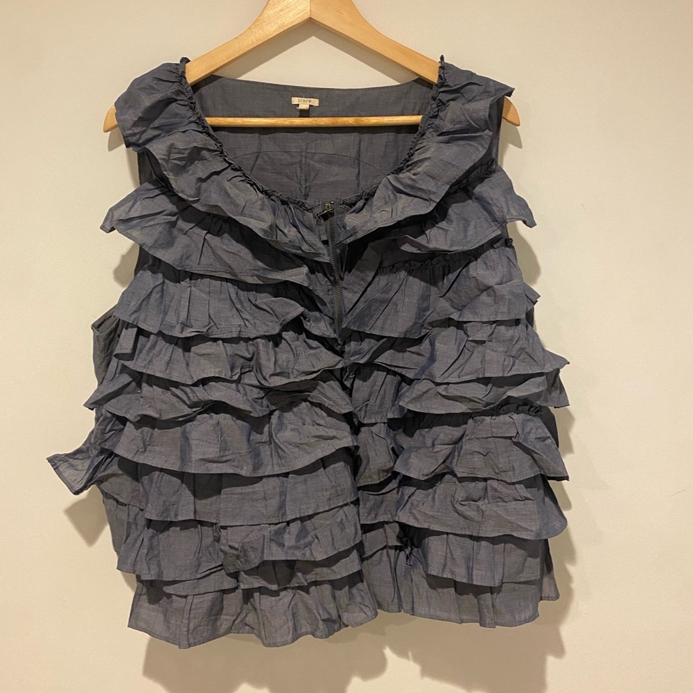 J.Crew Ruffle lightweight vest XL